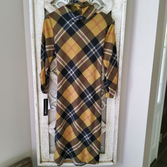 Madison Leigh 3/4 Gathered Sleeve Sash Tie Waist Belt Removable Cowl Neck Dress - Picture 6 of 9